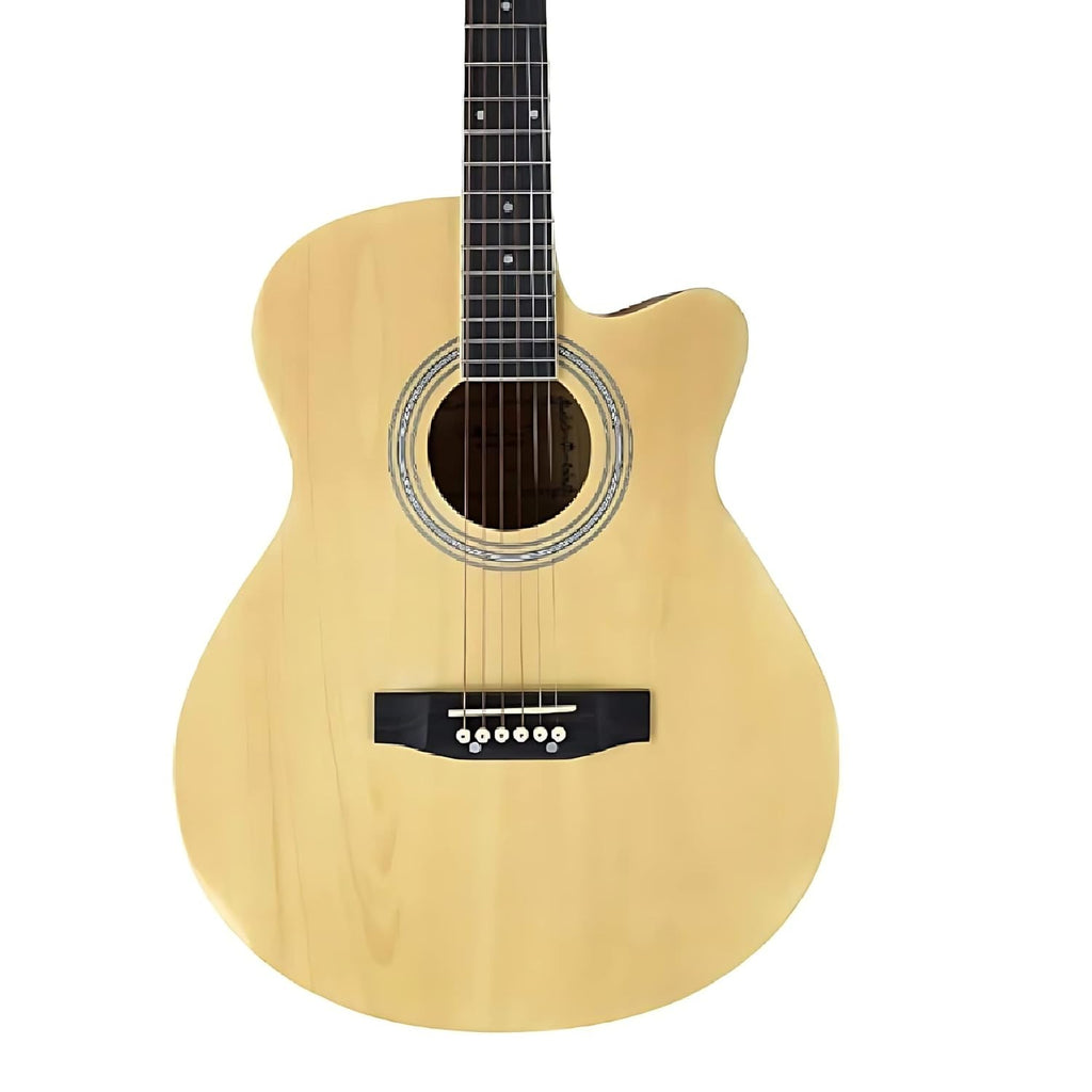 Vault EA20 Guitar Kit with Learn to Play Ebook, Bag, Strings, Straps, Picks, String winder & Polishing Cloth - 40 inch Cutaway Acoustic Guitar