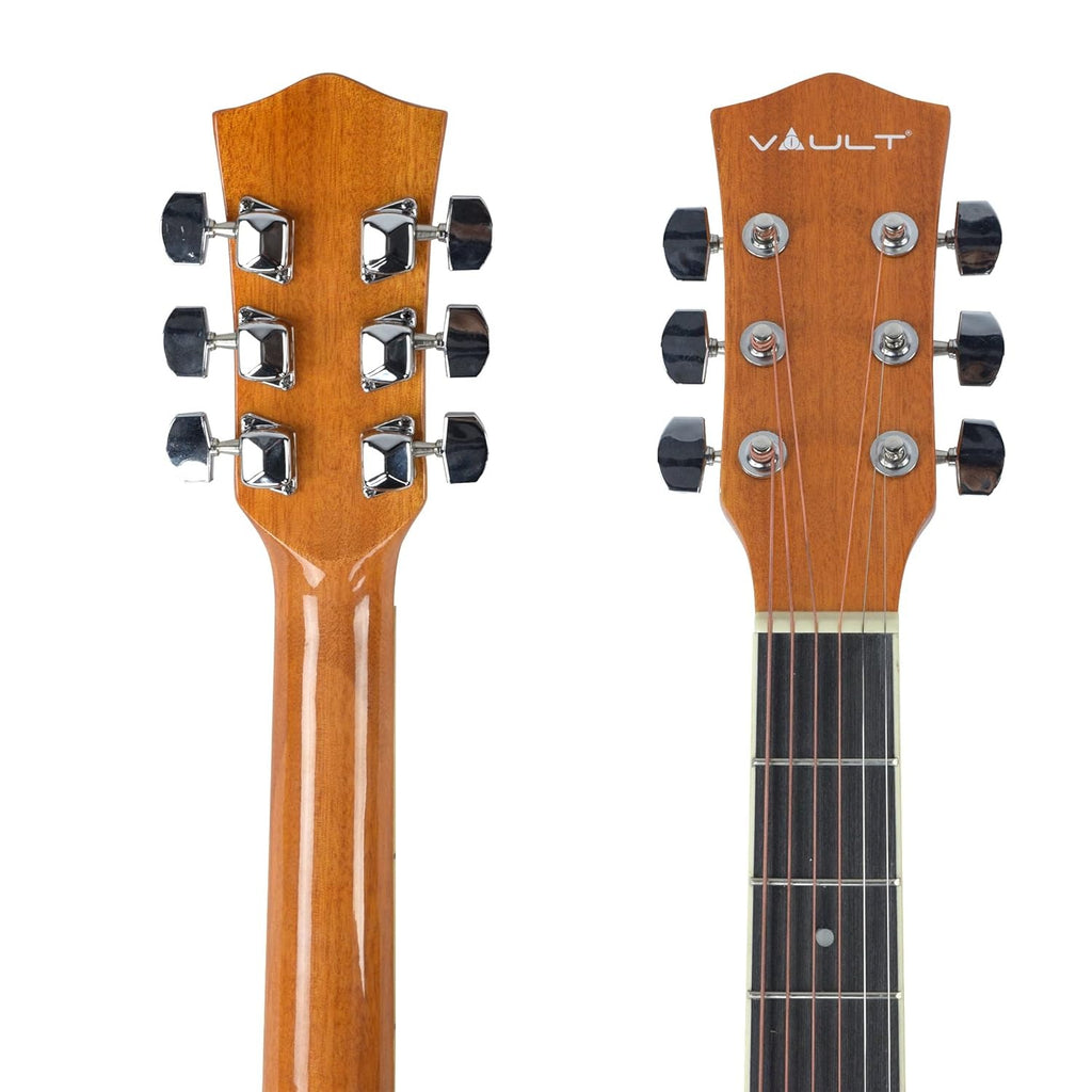 Vault EA20 Guitar Kit with Learn to Play Ebook, Bag, Strings, Straps, Picks, String winder & Polishing Cloth - 40 inch Cutaway Acoustic Guitar
