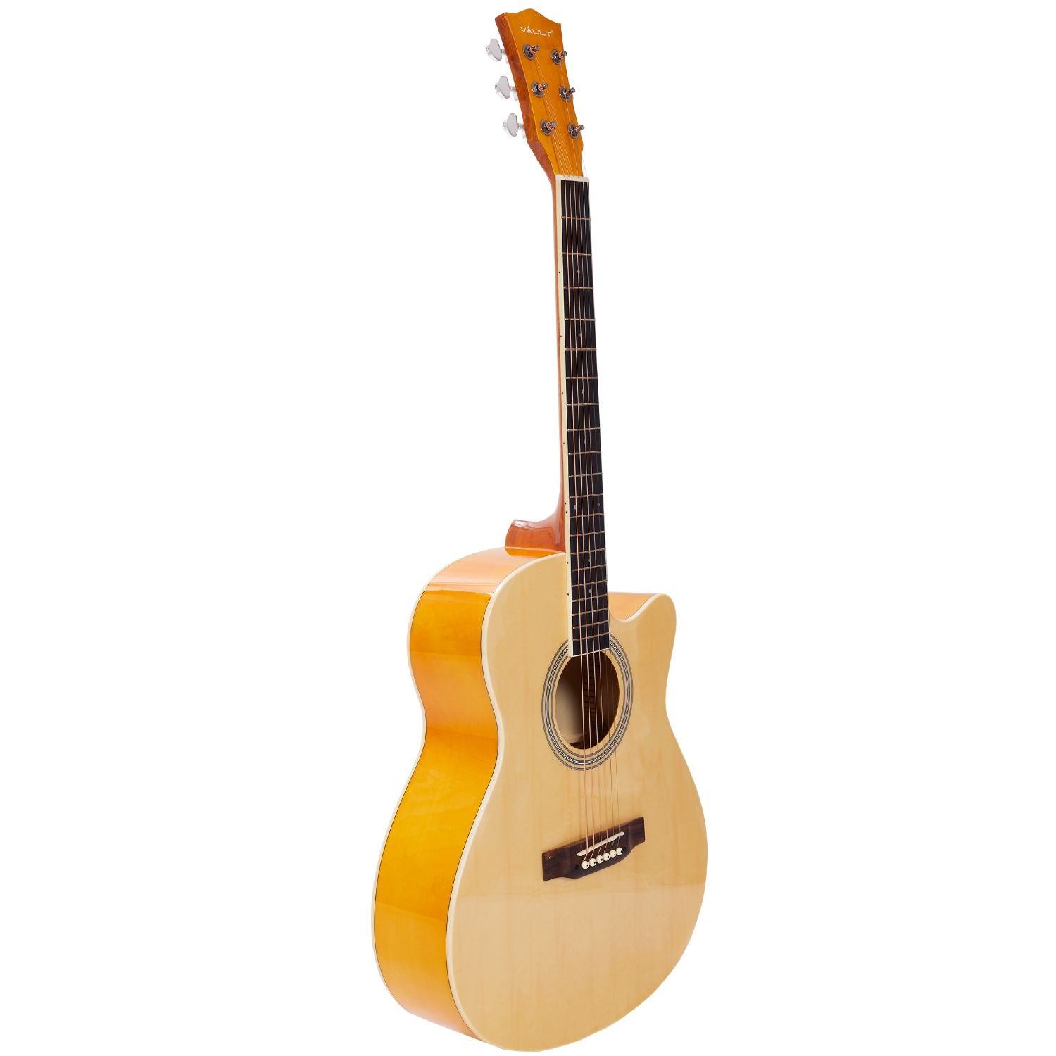 Vault EA20 Guitar Kit with Learn to Play Ebook, Bag, Strings, Straps, Picks, String winder & Polishing Cloth - 40 inch Cutaway Acoustic Guitar