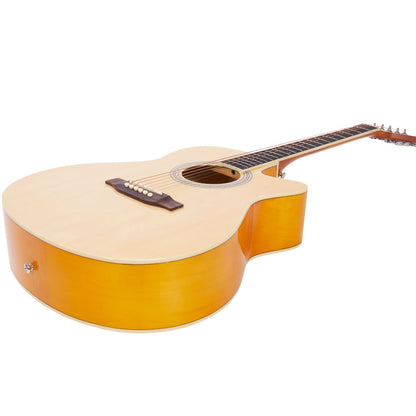 Vault EA20 Guitar Kit with Learn to Play Ebook, Bag, Strings, Straps, Picks, String winder & Polishing Cloth - 40 inch Cutaway Acoustic Guitar