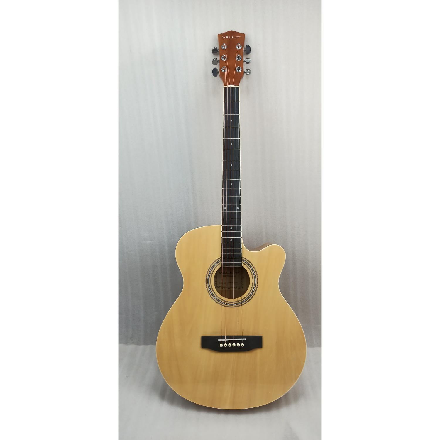 Vault EA20 Guitar Kit with Learn to Play Ebook, Bag, Strings, Straps, Picks, String winder & Polishing Cloth - 40 inch Cutaway Acoustic Guitar - Open Box B Stock