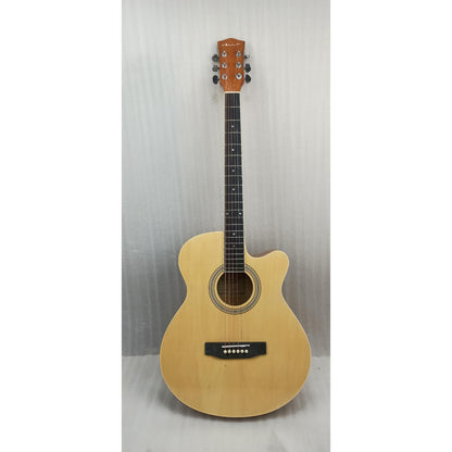 Vault EA20 Guitar Kit with Learn to Play Ebook, Bag, Strings, Straps, Picks, String winder & Polishing Cloth - 40 inch Cutaway Acoustic Guitar - Open Box B Stock