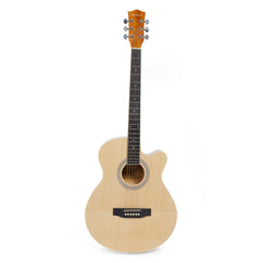 Vault EA20 Guitar Kit with Learn to Play Ebook, Bag, Strings, Straps, Picks, String winder & Polishing Cloth - 40 inch Cutaway Acoustic Guitar