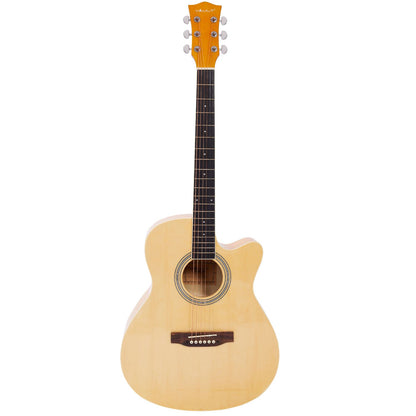 Vault EA20 Guitar Kit with Learn to Play Ebook, Bag, Strings, Straps, Picks, String winder & Polishing Cloth - 40 inch Cutaway Acoustic Guitar