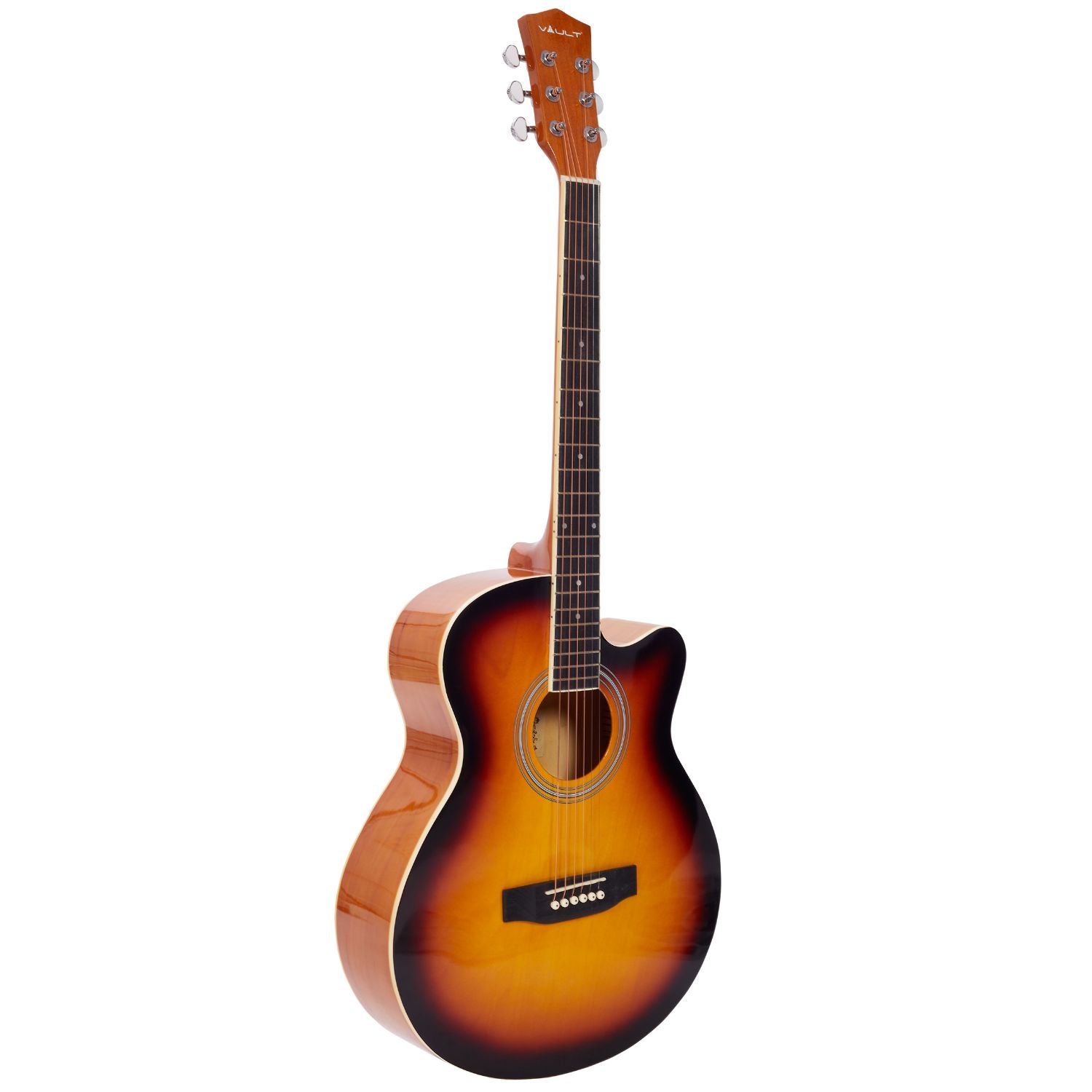 Vault EA20 Guitar Kit with Learn to Play Ebook, Bag, Strings, Straps, Picks, String winder & Polishing Cloth - 40 inch Cutaway Acoustic Guitar