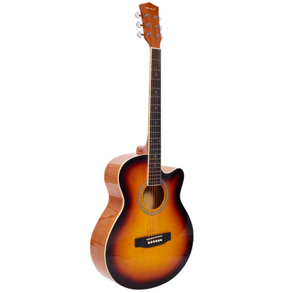 Vault EA20 Guitar Kit with Learn to Play Ebook, Bag, Strings, Straps, Picks, String winder & Polishing Cloth - 40 inch Cutaway Acoustic Guitar