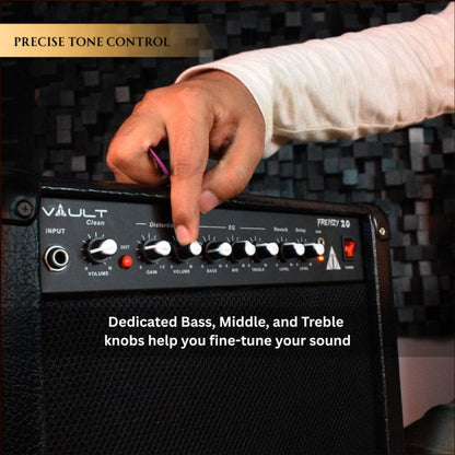 Vault Frenzy 20 Watt Combo Guitar Amplifier with Analog Distortion, Reverb & Delay All Playable Together