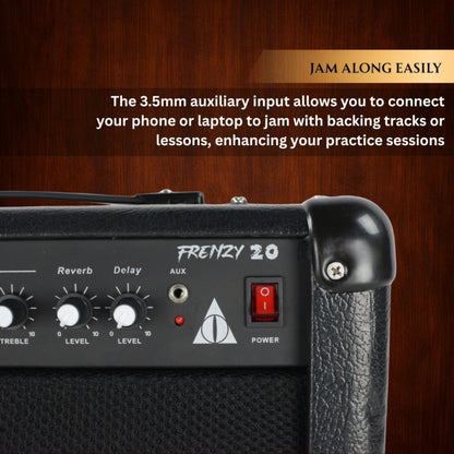 Vault Frenzy 20 Watt Combo Guitar Amplifier with Analog Distortion, Reverb & Delay All Playable Together
