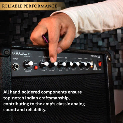 Vault Frenzy 20 Watt Combo Guitar Amplifier with Analog Distortion, Reverb & Delay All Playable Together
