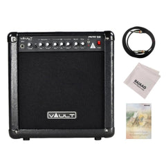 Vault Frenzy 20 Watt Combo Guitar Amplifier with Analog Distortion, Reverb & Delay All Playable Together with Instrument Cable, Polishing Cloth and E Book