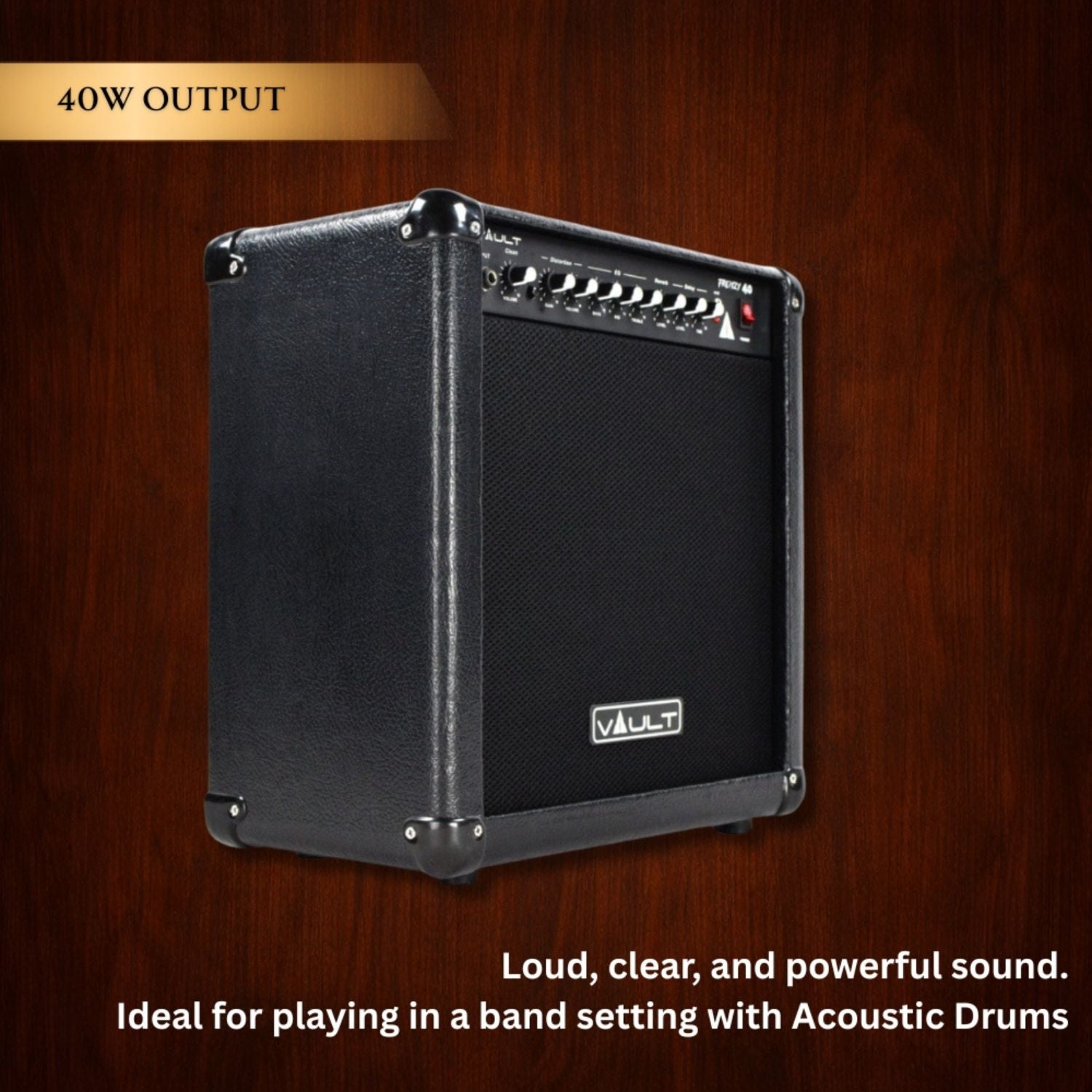 Vault Frenzy 40 Watt Combo Guitar Amplifier with Analog Distortion, Reverb & Delay All Playable Together
