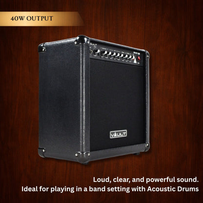 Vault Frenzy 40 Watt Combo Guitar Amplifier with Analog Distortion, Reverb & Delay All Playable Together