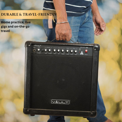 Vault Frenzy 40 Watt Combo Guitar Amplifier with Analog Distortion, Reverb & Delay All Playable Together