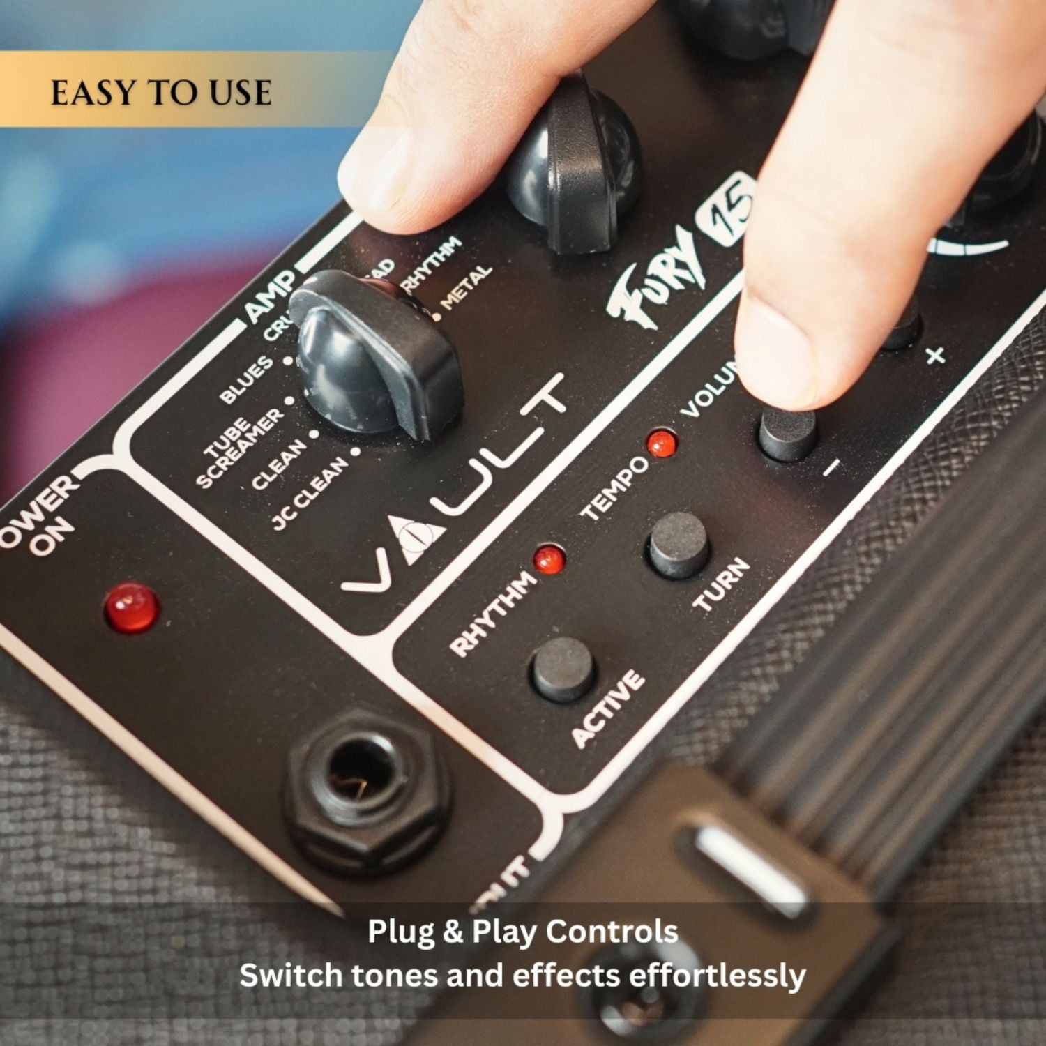 Vault Fury 15 Watt Digital Guitar Combo Amplifier with Effects & 36-Pattern Drum Machine