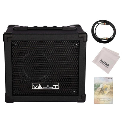 Vault Fury 15 Watt Digital Combo Guitar Amplifier with Effects and 36 pattern Drum Machine with Instrument Cable, Polishing Cloth and E Book