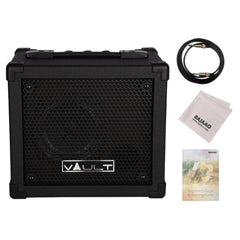 Vault Fury 15 Watt Digital Combo Guitar Amplifier with Effects and 36 pattern Drum Machine with Instrument Cable, Polishing Cloth and E Book