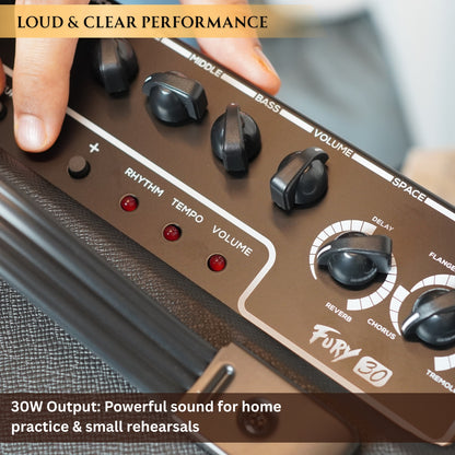 Vault Fury 30 Watt Digital Combo Guitar Amplifier with Effects and 36 Pattern Drum Machine