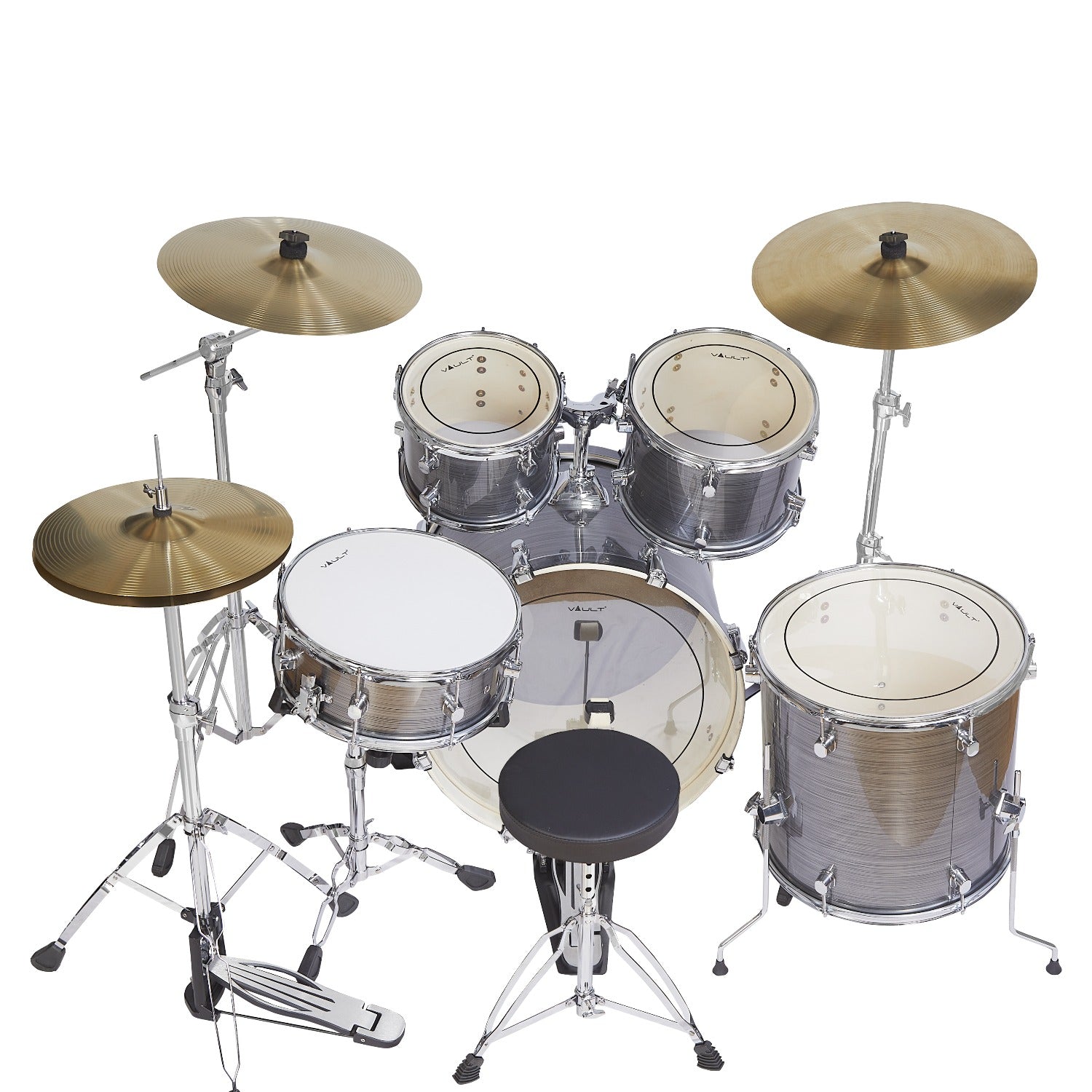 Vault Groover Plus 5-Piece Acoustic Drum Kit with Hardware, Cymbals & Throne