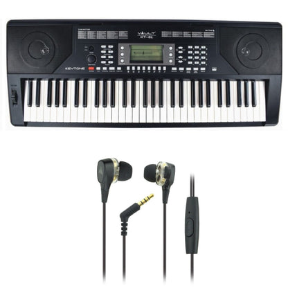 Vault KT-61 Keytone Touch Sensitive 61-Key Keyboard - Black with Vault Buds Duo Dual Driver Earphones