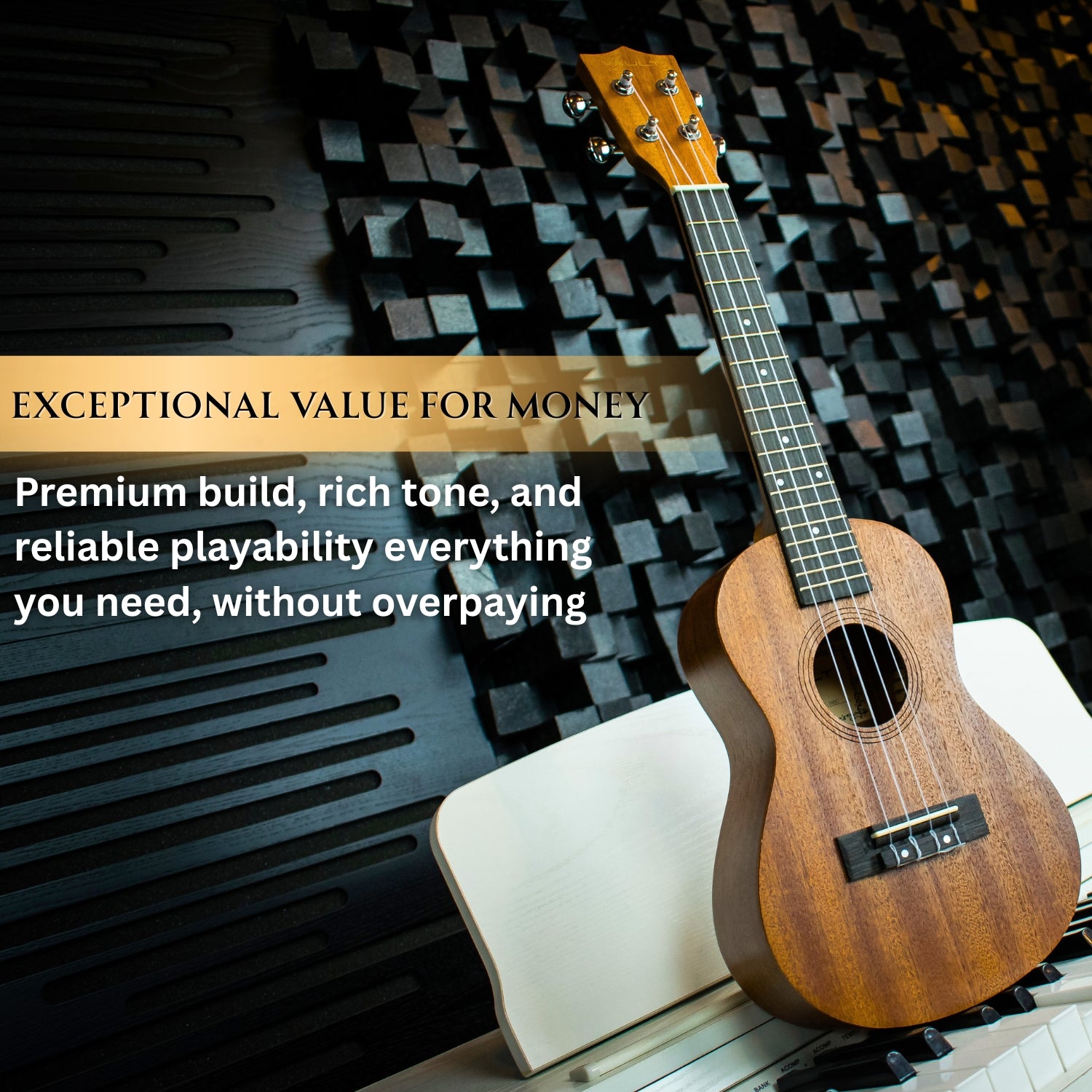 Vault UK-100C 24 inch Arched Back Concert Ukulele With Gig Bag