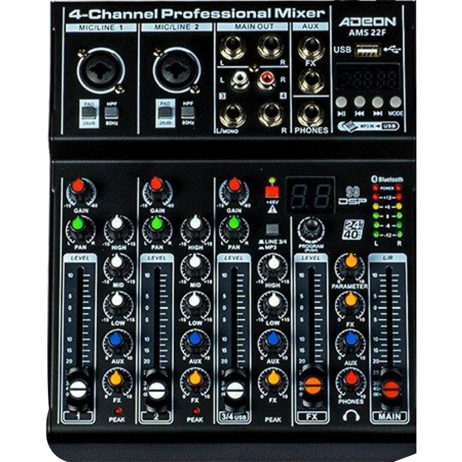 Adeon Analog Mixers Adeon AMS-22F 4 Channel Professional Mixer