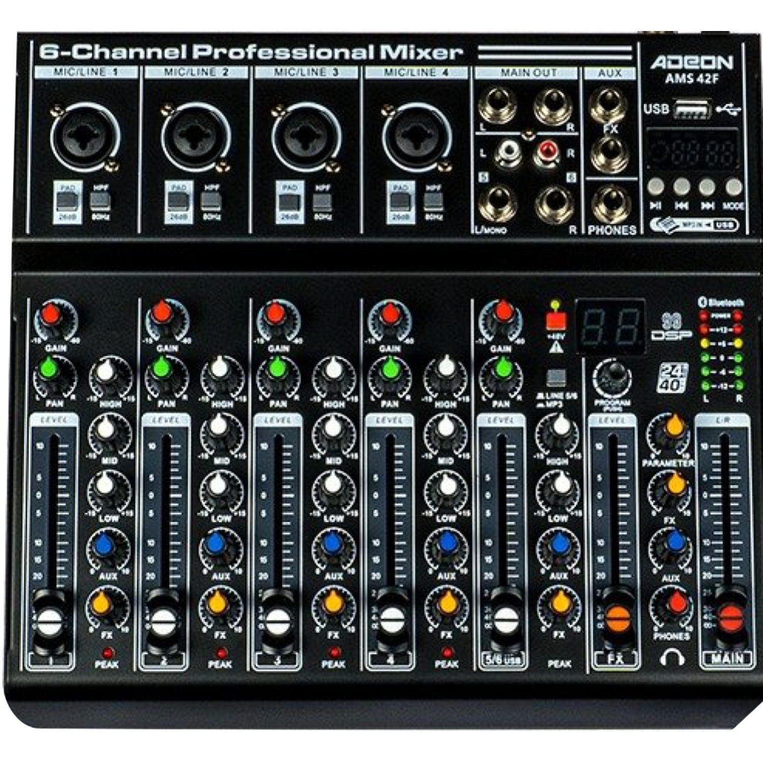 Adeon Analog Mixers Adeon AMS-42F 6 Channel Professional Mixer