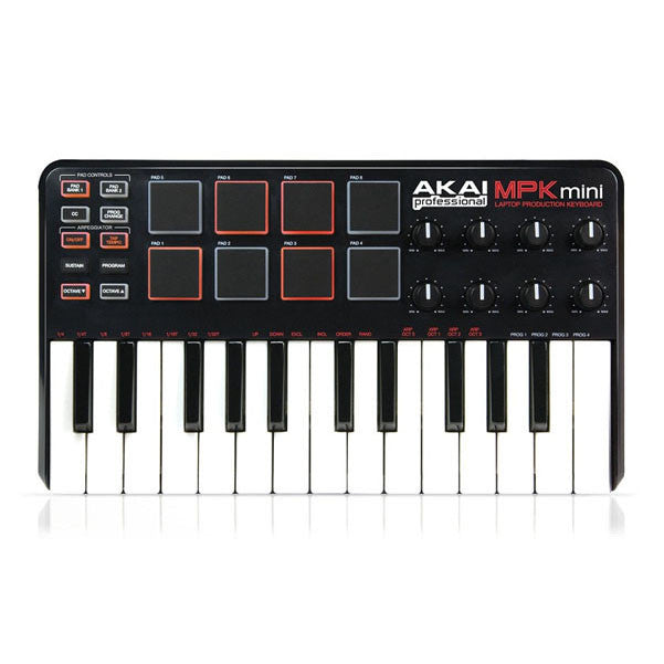akai midi keyboards akai pro mpk mini 25-key ultra-portable usb midi keyboard controller