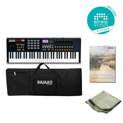 akai midi keyboards akai pro mpk61 61-key midi controller keyboard bundle with btwig software, ebook, cloth & gigbag