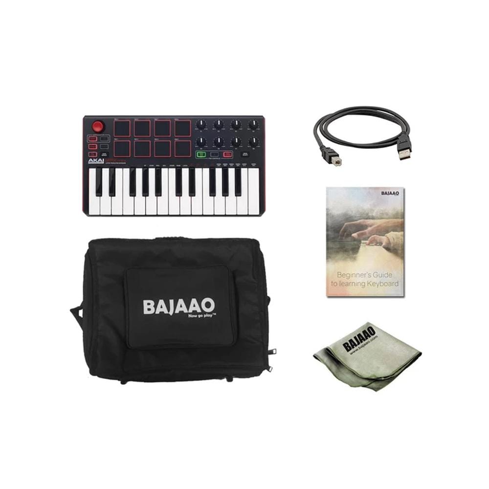 akai midi keyboards black. akai mpk mini mkii compact midi keyboard and pad midi controller with polishing cloth, gigbag & ebook    #color_black.