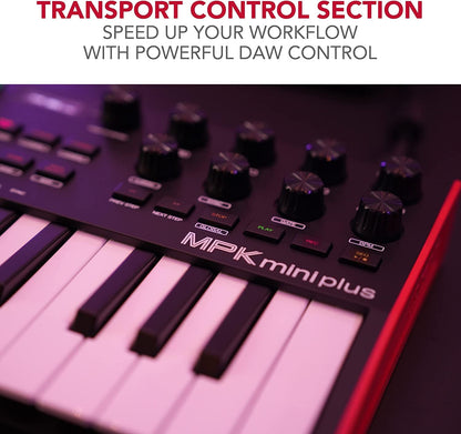 Akai Midi Keyboards Black / Red Akai MPK Mini Plus 37-Key Compact Midi Keyboard Controller with MPC Beats Software Pack