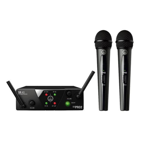 akg wireless systems akg wms40 mini dual vocal set band-us25-b/d wireless microphone system