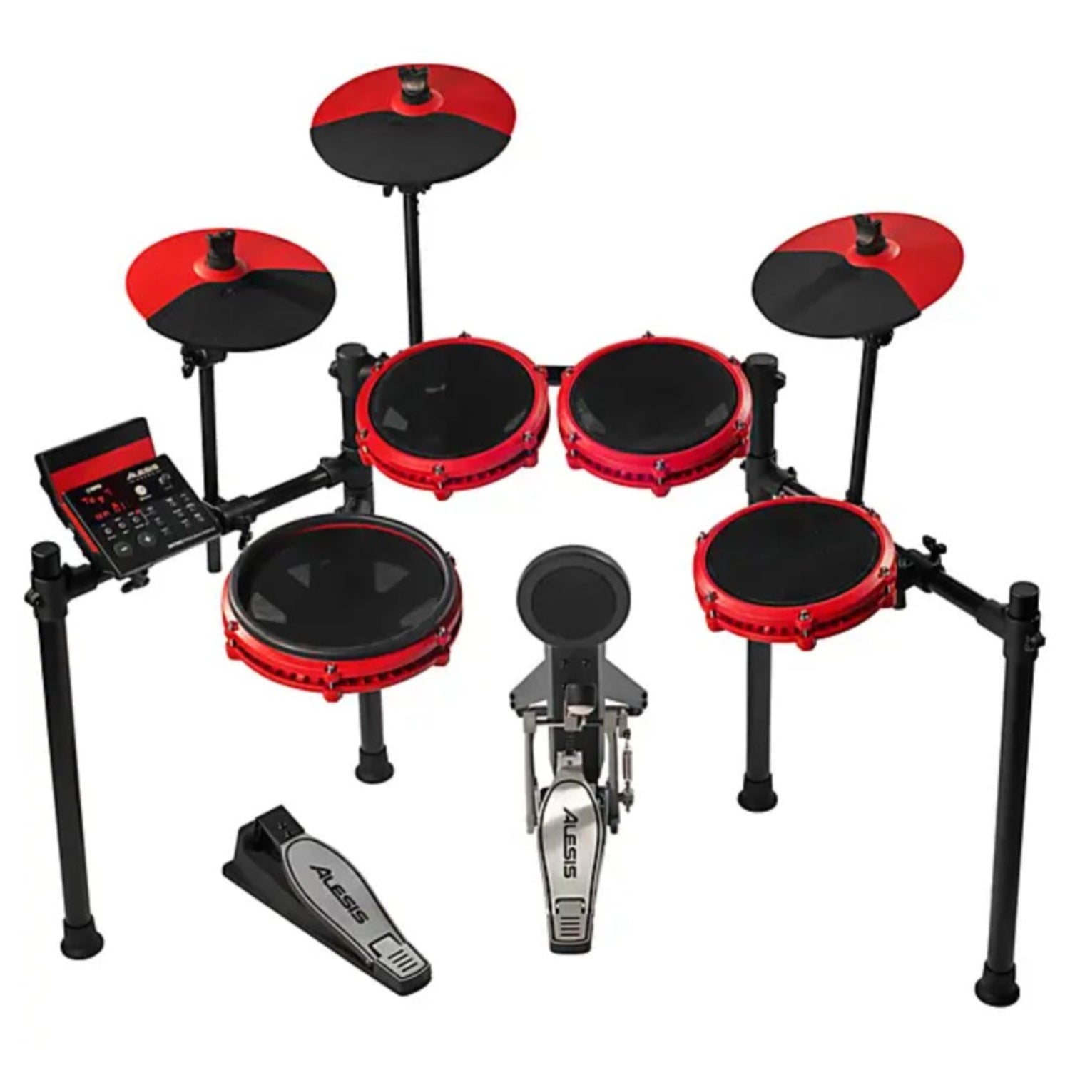 Alesis Electronic Drum Kits eKit / Special Edition - Red Alesis Nitro Max Kit Eight Piece Electronic Drum Kit with Mesh Heads and Bluetooth