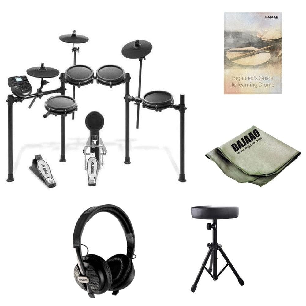 Alesis Electronic Drum Kits Standard Alesis Nitro Meshkit Eight Piece Electronic Drumkit Bundle