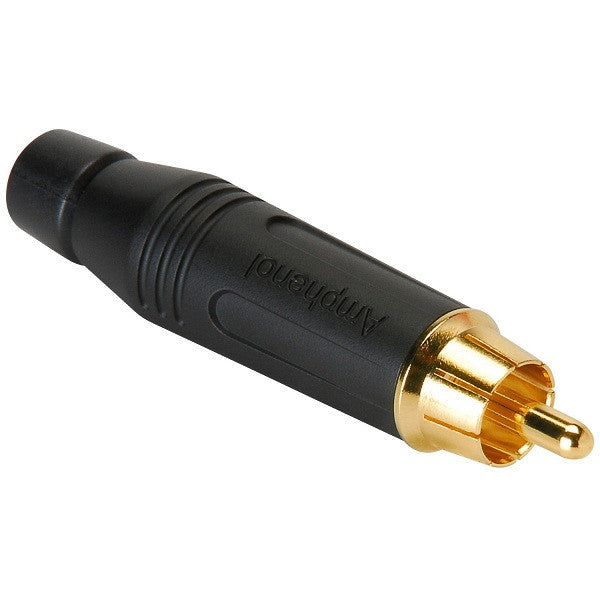 Amphenol Cables and Connectors Amphenol ACPR-BLK Diecast RCA Connector Black with Gold Contacts
