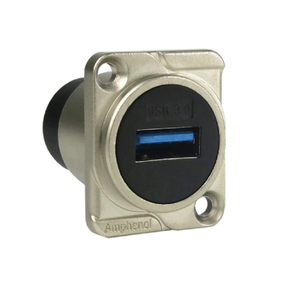 Amphenol Cables and Connectors Nickel Amphenol AC-USB3-AA AC Series USB 3 Female Panel and Chassis Mount Connector 