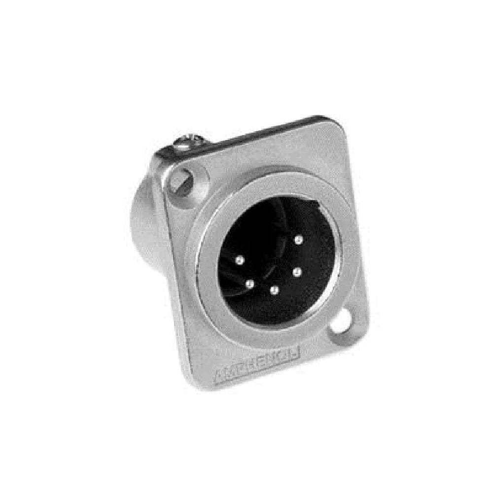 Amphenol Cables and Connectors Nickel Amphenol AC5MDZ AC Series XLR Male Panel and Chassis Mount Connector