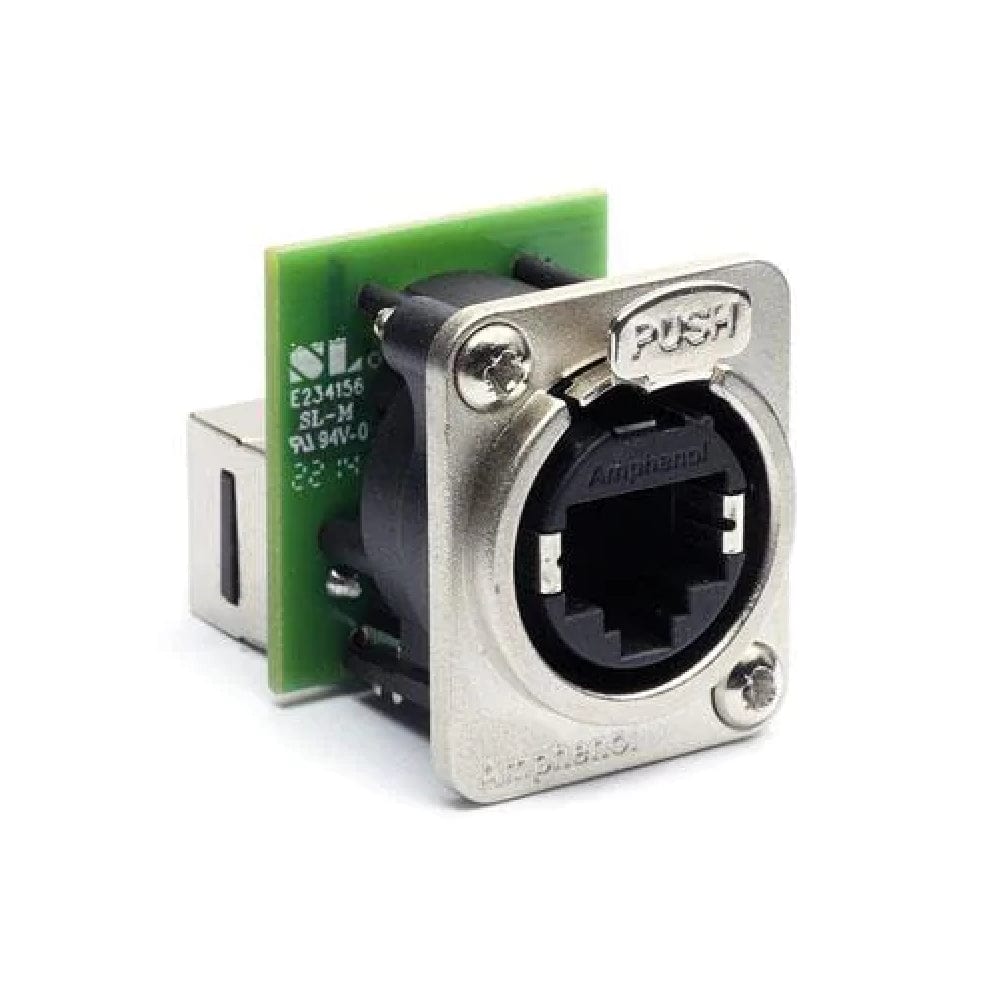 amphenol cables and connectors nickel amphenol rjx8fd5t xlrnet series female rj-45 adapter panel mount connector   