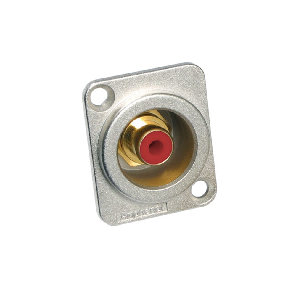 Amphenol Cables and Connectors Red Amphenol Audio RCA Series ACJD Female RCA Panel Mount Connector