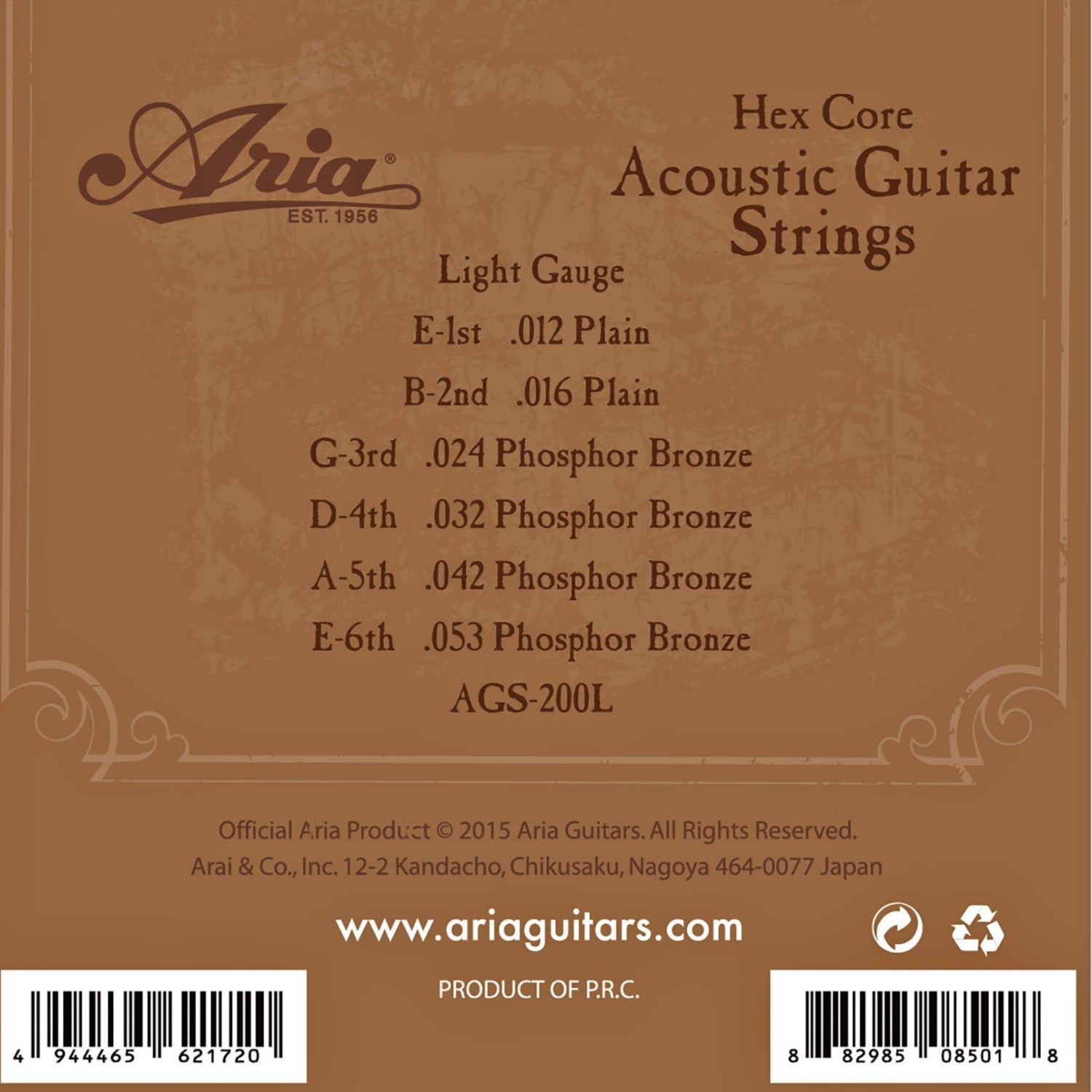 Aria Acoustic Guitar Strings Aria AGS-200 Phosphor Bronze Acoustic Guitar String