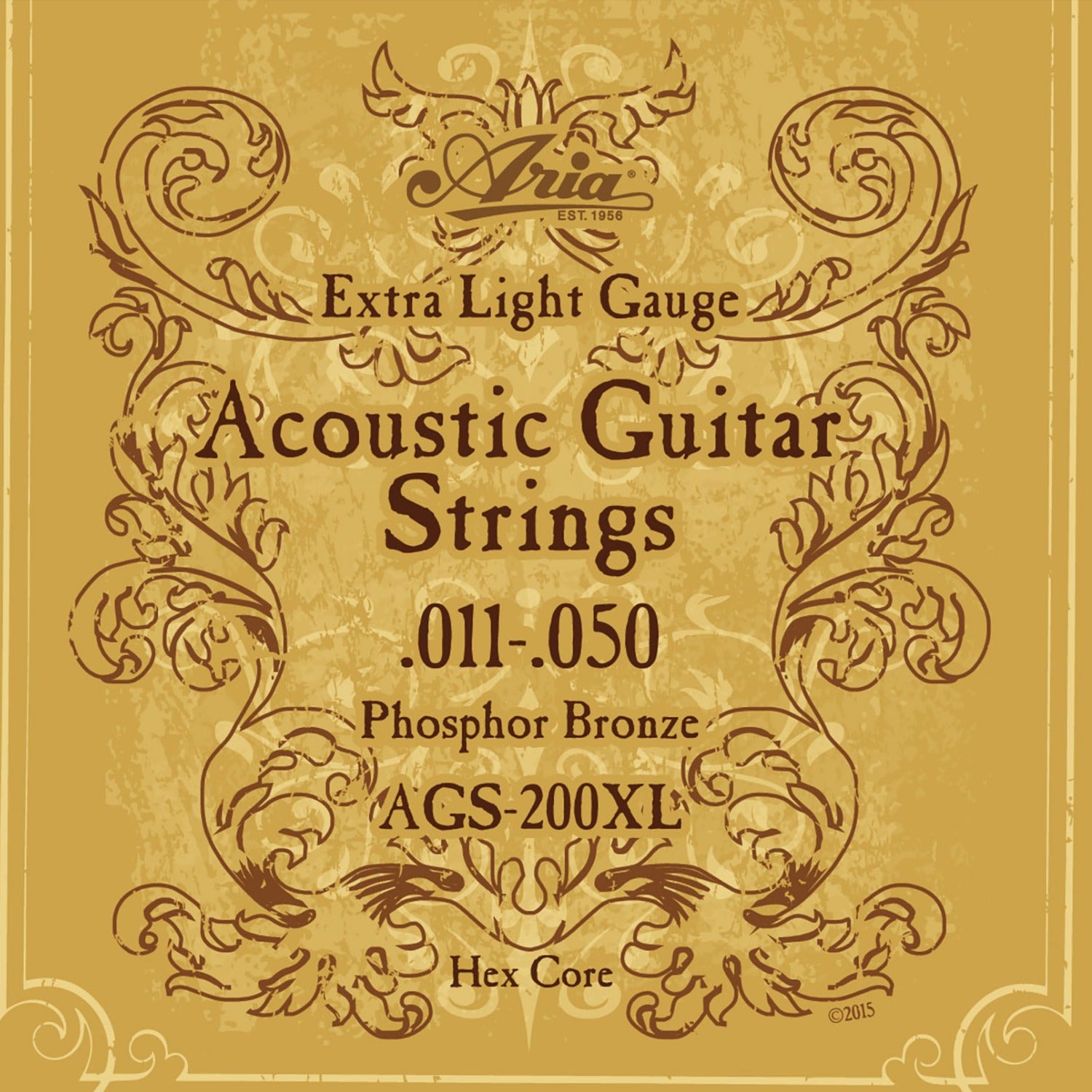 Aria Acoustic Guitar Strings Extra Light Gauge - 11-50 Aria AGS-200 Phosphor Bronze Acoustic Guitar String