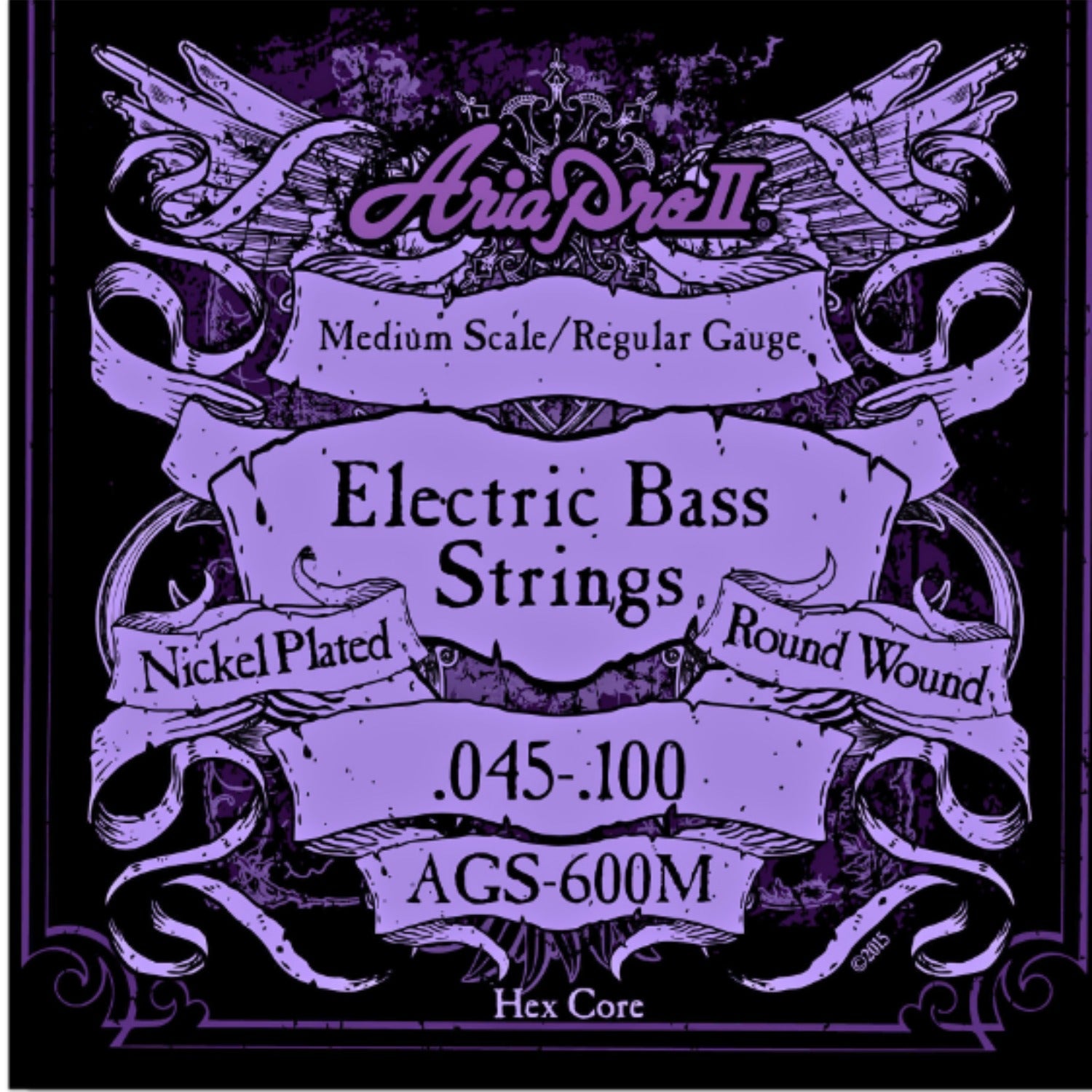 Aria Bass Guitar Strings Medium Scale 4 Strings - 45-100 Aria AGS Nickel Plated Round Wound Bass Guitar String