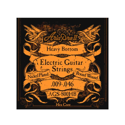 Aria Electric Guitar Strings Heavy Bottom - 9-46 Aria AGS-800 Nickel Plated Round Wound Electric Guitar String