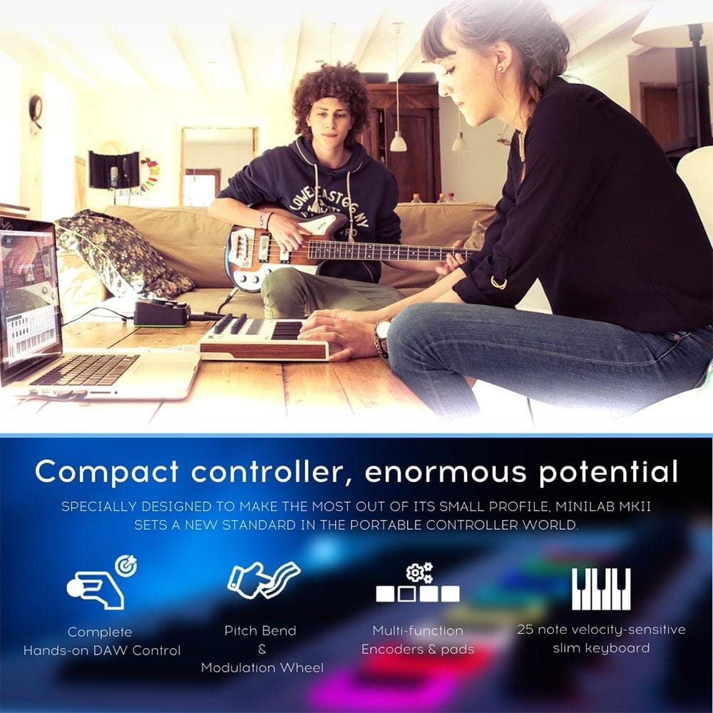 arturia midi keyboards arturia minilab 3 25-note velocity sensitive slim midi keyboard 