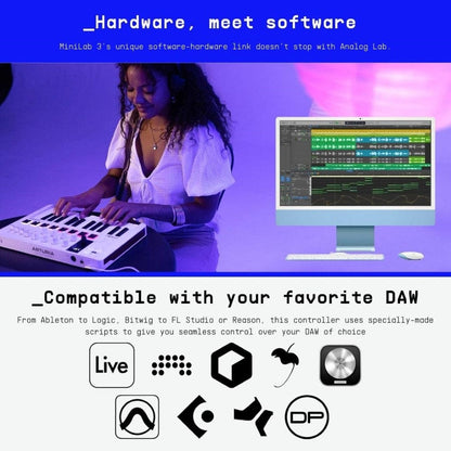 arturia midi keyboards arturia minilab 3 25-note velocity sensitive slim midi keyboard 