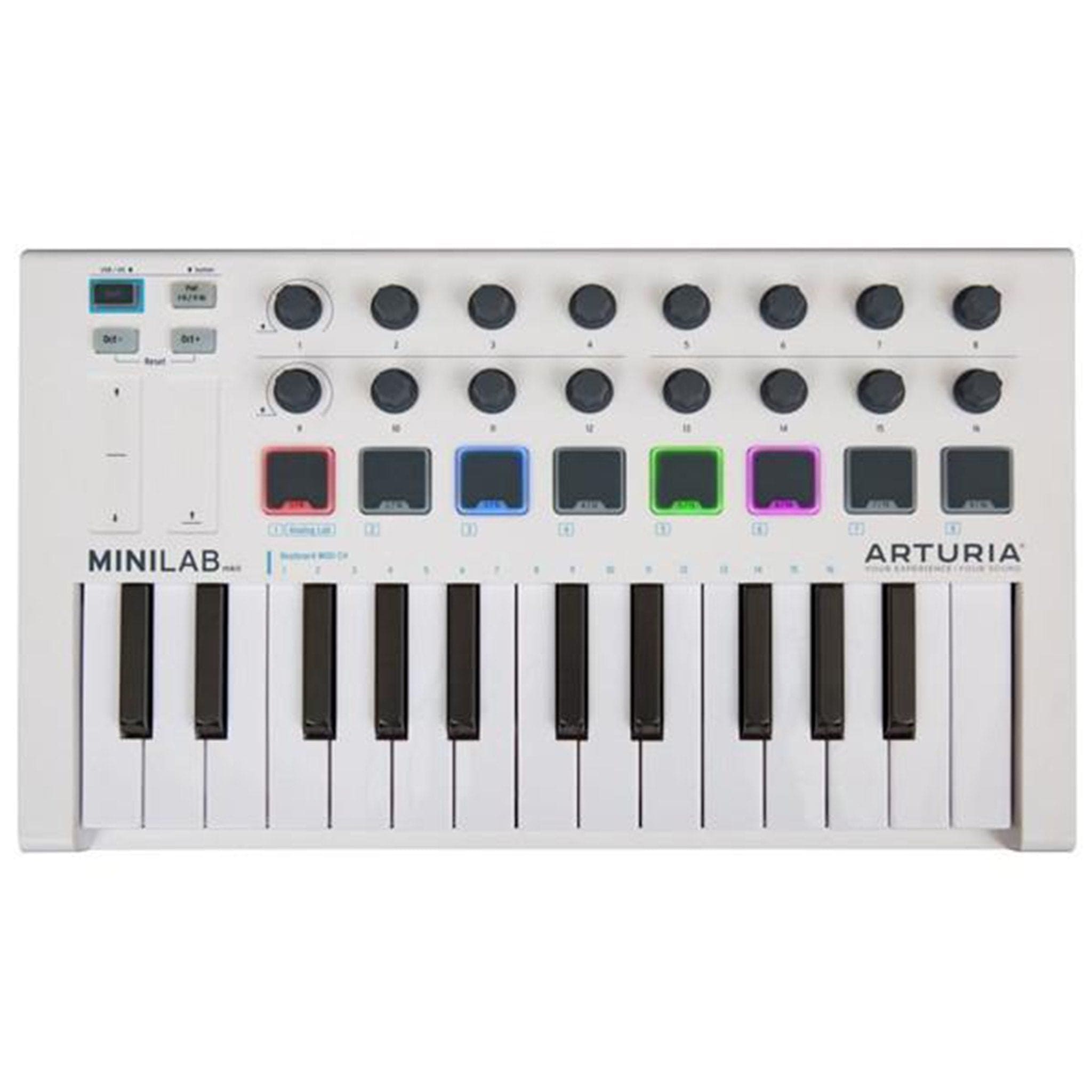 arturia midi keyboards arturia minilab mkii 25 slim-key midi keyboard - white- open box