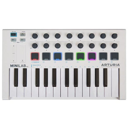 arturia midi keyboards arturia minilab mkii 25 slim-key midi keyboard - white- open box