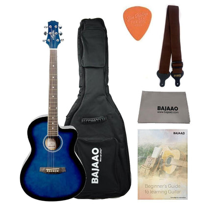 Ashton Acoustic Guitar Bundles BUNDLE / Transparent Blue Burst Gloss Ashton D10C 39-inch Cutaway Acoustic Guitar with Gigbag, Picks, Strap, Cloth & Ebook