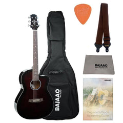Ashton Acoustic Guitar Bundles BUNDLE / Wine Red Sunburst Gloss Ashton D10C 39-inch Cutaway Acoustic Guitar with Gigbag, Picks, Strap, Cloth & Ebook