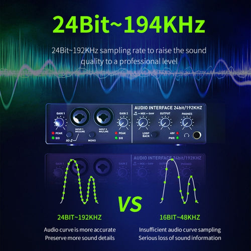 Audio Array 24 bit 192KHz Audio Interface 2in/2out with Gain