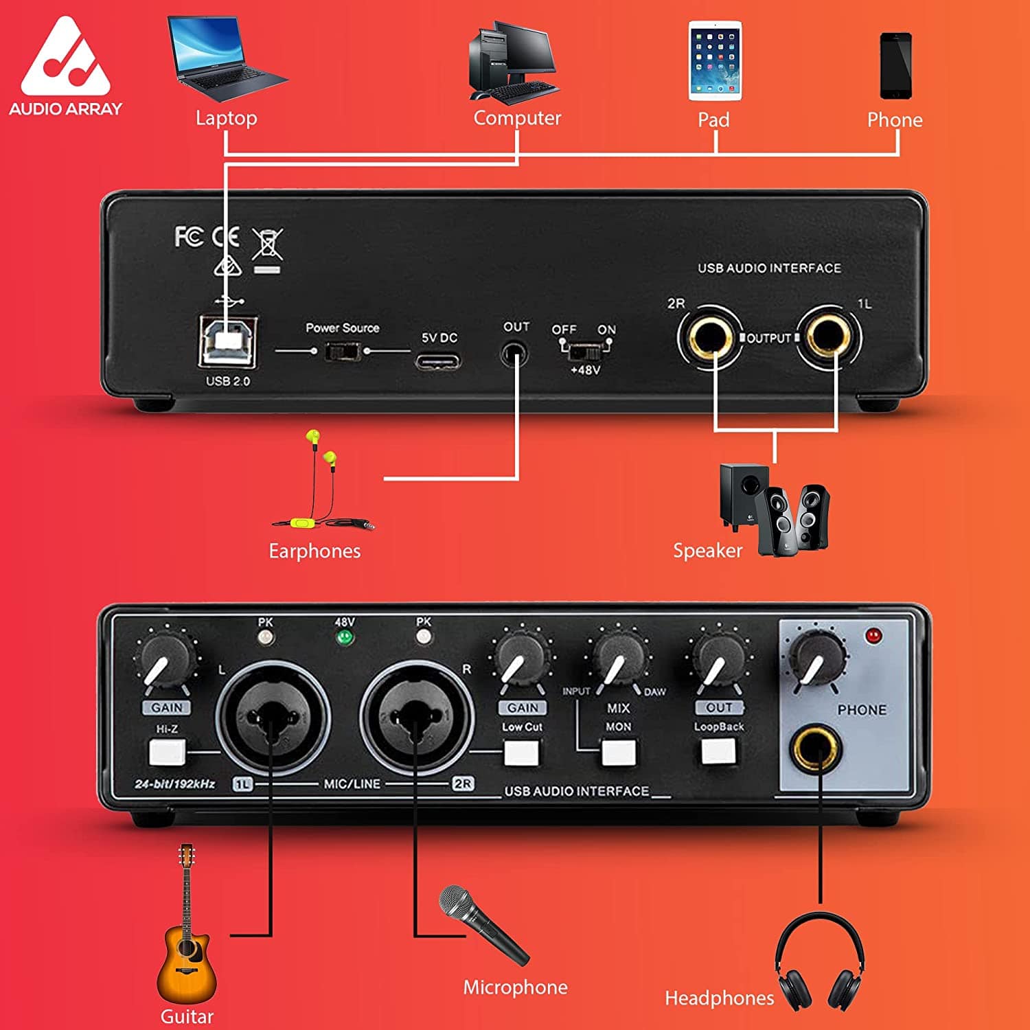 Buy Audio Array AI-04 4 Channel Recording Studio Digital USB Audio ...